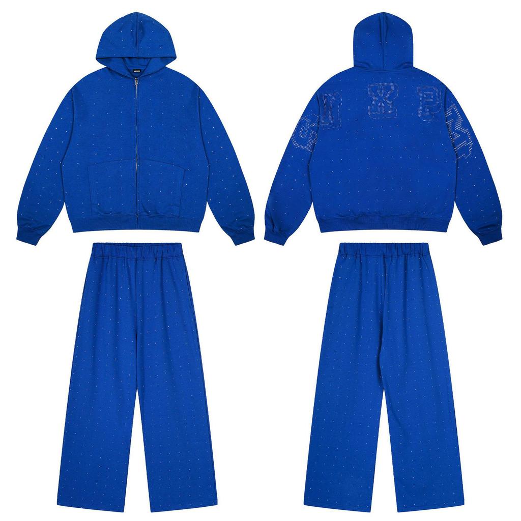 Trendige 6PM schwere Baumwoll-Reißverschlussjacke: Lockerer Schnitt, Streetwear-Stil mit aufgesetzter Stickerei.