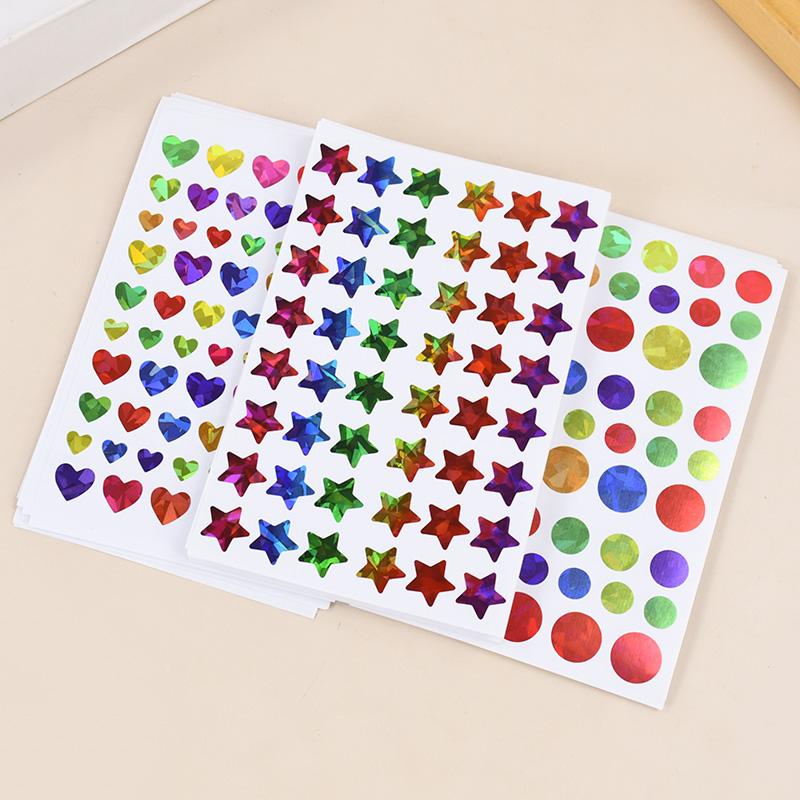 30/10Sheets Star Dot Heart Stickers Kids Birthday Party Favors Glitter Adhesive Sticker Reward Chart Labels Gift DIY Decoration