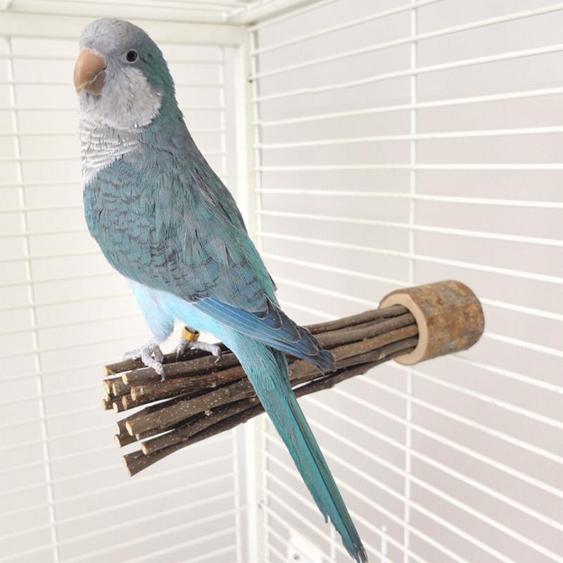Wooden Parrot Stand Pole Perch Wood Natural Tree Branch Bird Stand Beak and Claw Grinding Parrot Toys Birdcage Decoration Pets