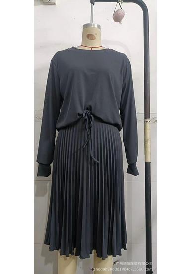 

2024 Trendy Autumn Pleated Long Sleeve Skirt Two-Piece Set Small