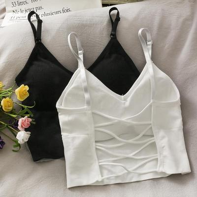 Γυναικεία μπλουζάκια Sexy Tank Top Γυναικεία ενσωματωμένα σουτιέν μονόχρωμο Camis για γυναίκες Crop Off Shoulder Αμάνικο καμιζόλα
