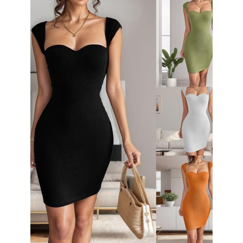 

Однотонная Сексуальная Юбка Без рукавов Европейская и Американская Женская Одежда с Открытыми Плечами Вязаная Облегающая Платье на Бретелях Спагетти Amazon Silm Fashion Orange color S