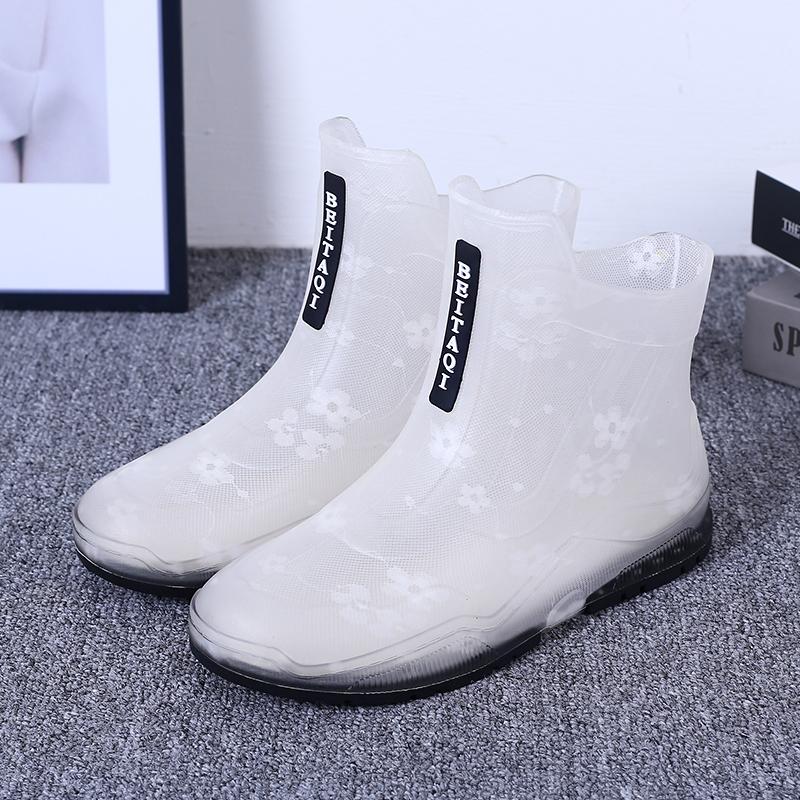 Neu Transparent Regen Stiefel Für Frauen Mode Im Freien Tragen-beständig Wasserdichte Schuhe Sommer