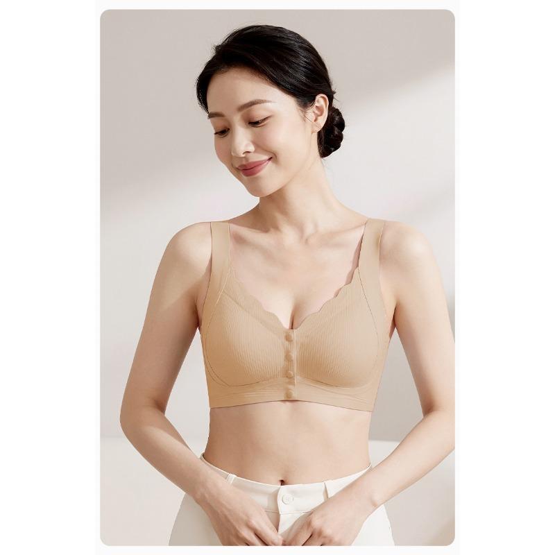 Plus Size Mom Bra Front Closure Wirefree Breathable Comfortable Push Up Bra
