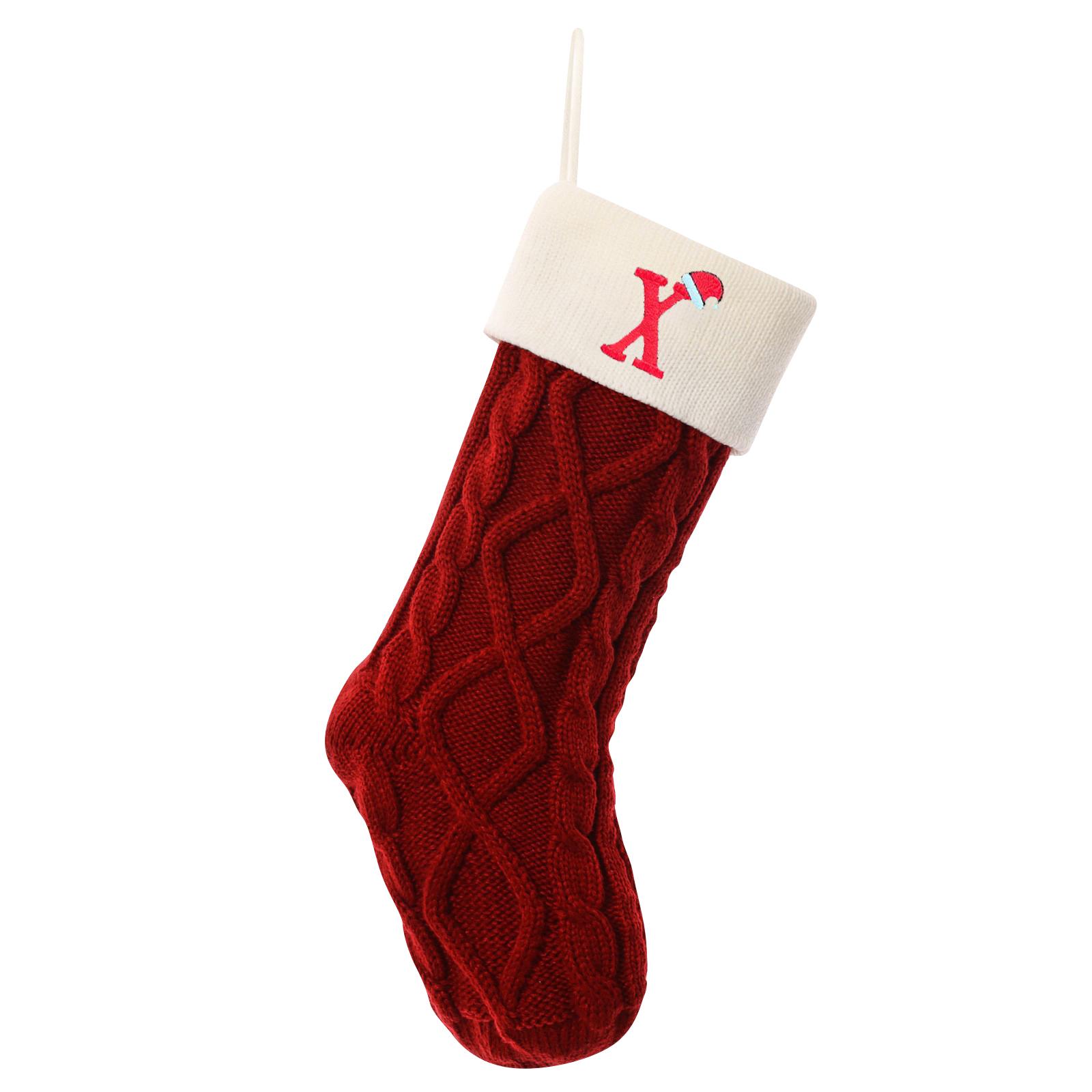 

18-inch Christmas Stockings, Letter Stockings, Knitted Letter Stockings, Candy Gift Bags One Size