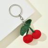 Creative Cherry Keychain Leather Fruit Double Heart Key Chain Pendant Bag Ornament Accessories for Car Key Bag Purse