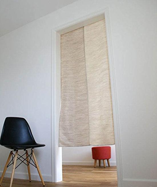 

Stylish Scandinavian Sunnyday Fabric Noren Grand Approximately 85cm Wide x 170cm Long Curtain, Ivory,