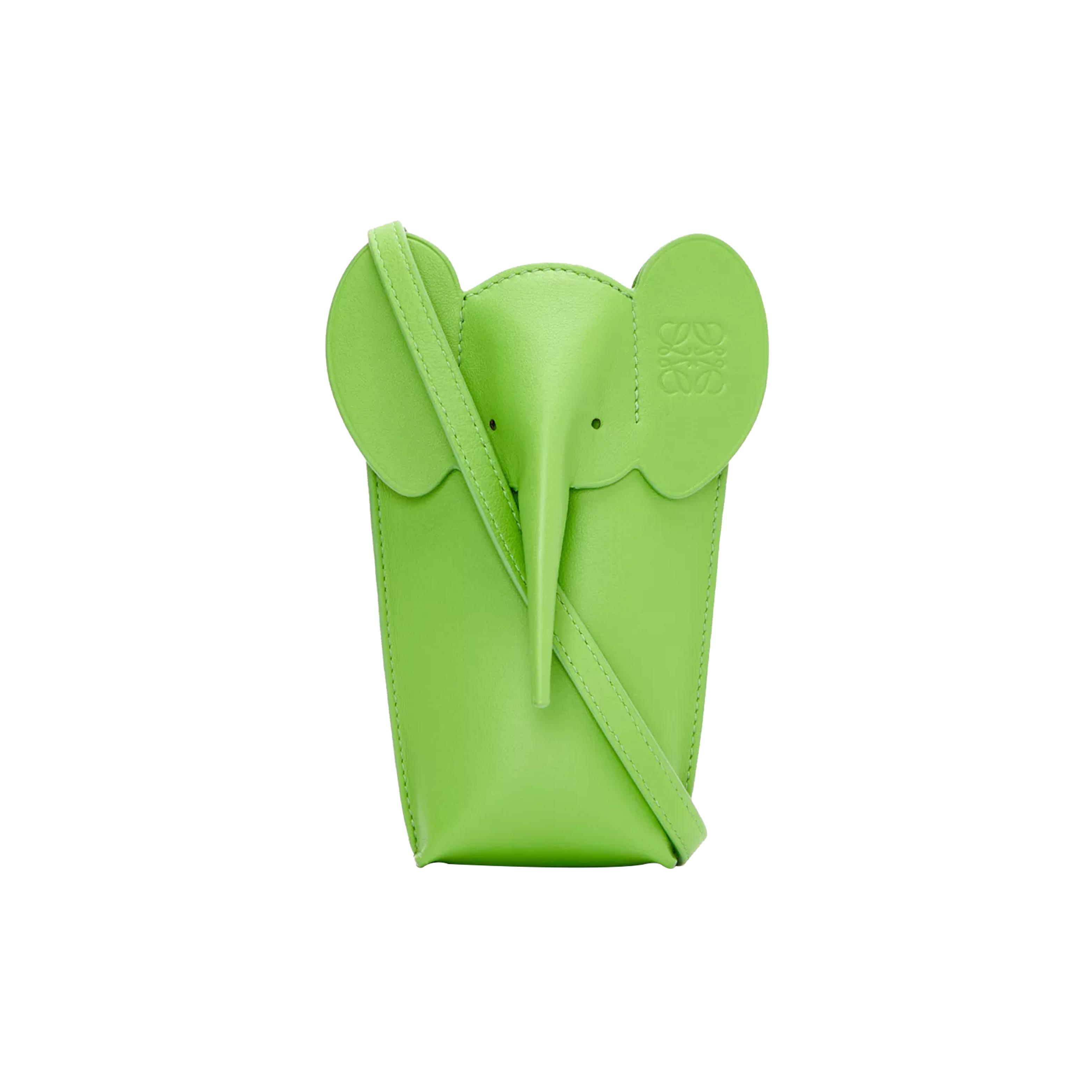 

New LOEWE Elephant Pocket Cow Leather Cell Phone Pouch, Shoulder Bag, Crossbody Bag Regular Women s Turquoise Glaze C623B02X04-8611 8.1*4.1*19.1CM