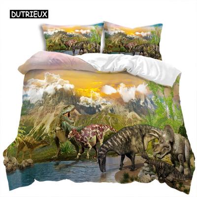 Bettbezug Jurassic World Park Dinosaurier Einzel Doppel Mikrofaser Tier Bettbezug Dinosaurier Bettwäsche für Kinder Teenager Zimmer