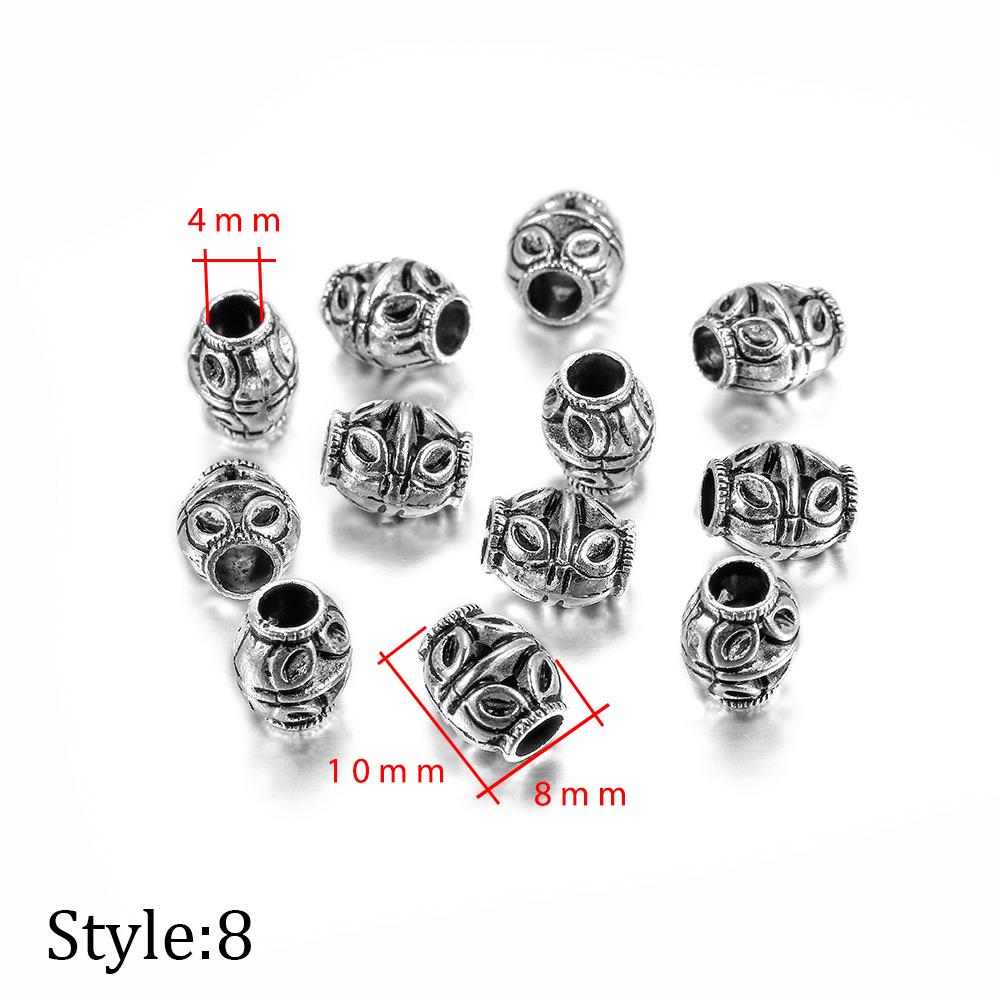 20pcs/lot Metal Big Hole Tibetan Antique Spacer Loose Beads For DIY Jewelry Making Finding Necklace Bracelet Accessories