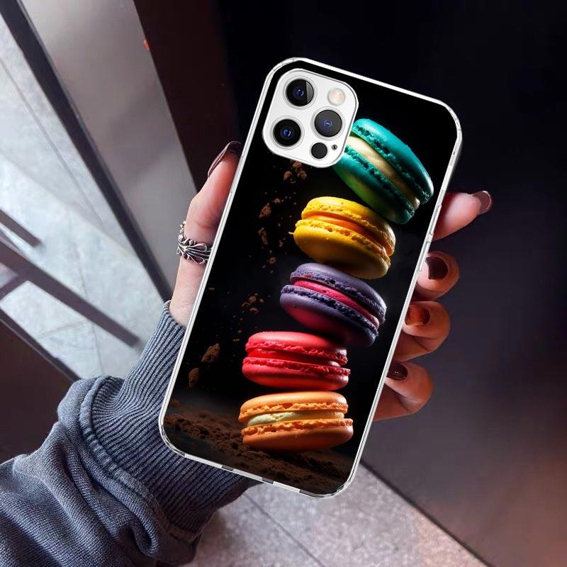 Macaron Eiscreme Kuchen Donut Handyhülle Für iPhone 17 Air 11 13 Mini 14 15 Plus 16 12 Pro Max 16E SE 7 8 Muster Weiche TPU Bac