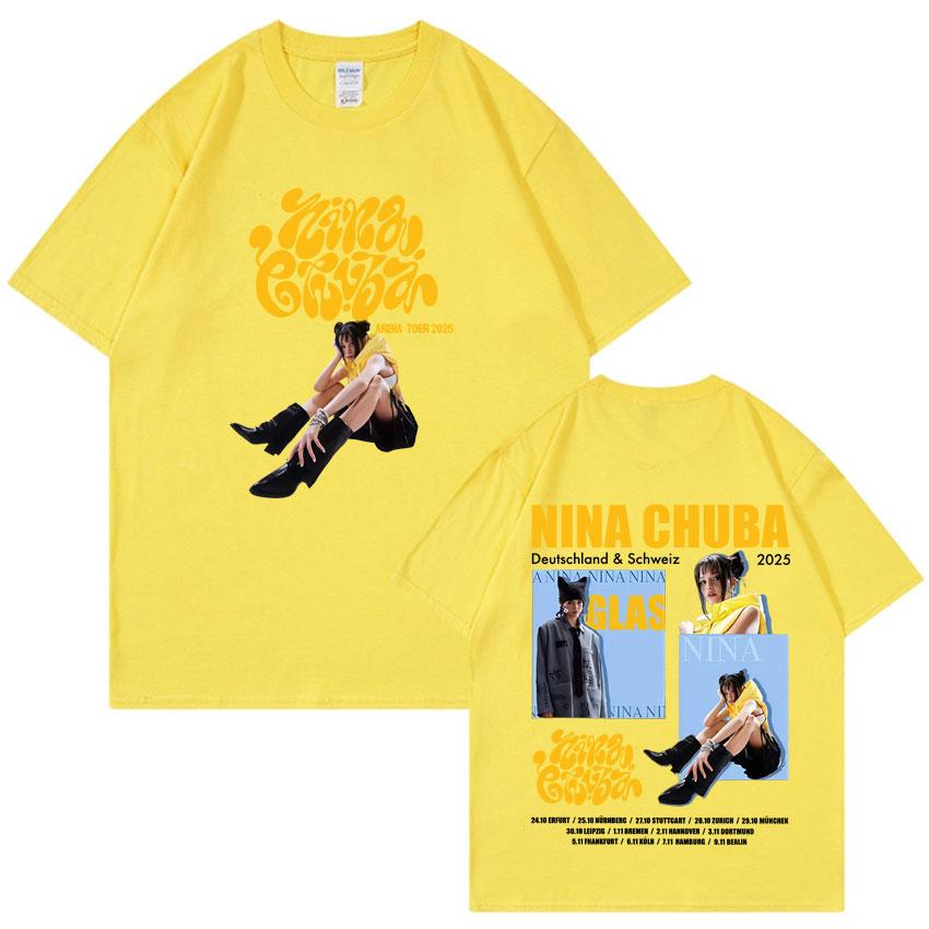 Nina Chuba Trendy Graphic T Shirts 2025 New Men Women Oversized Aesthetic Cotton Y2K Short Sleeve Summer Print Loose Tees Unisex