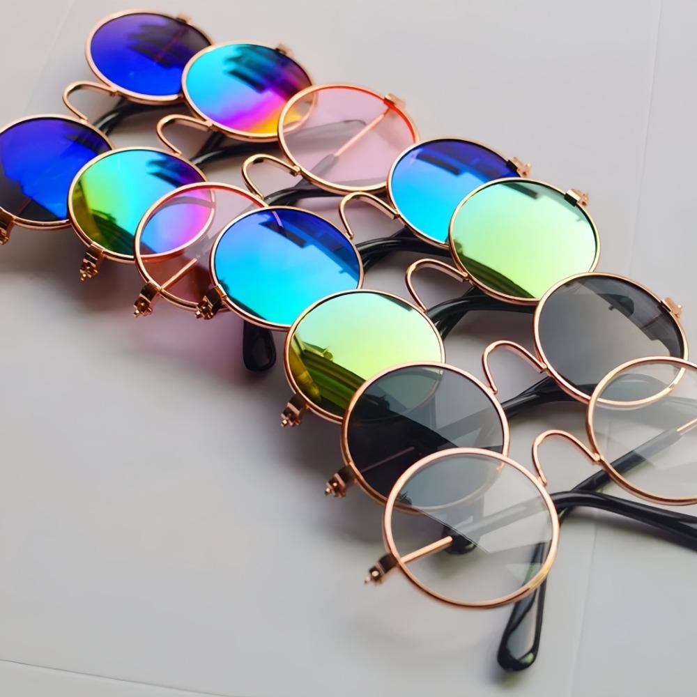 Fashionable Pet Sunglasses Metal Round Frame Puppy Cat Crown Prince Glasses For The Trend Of Internet Famous Pet Photography