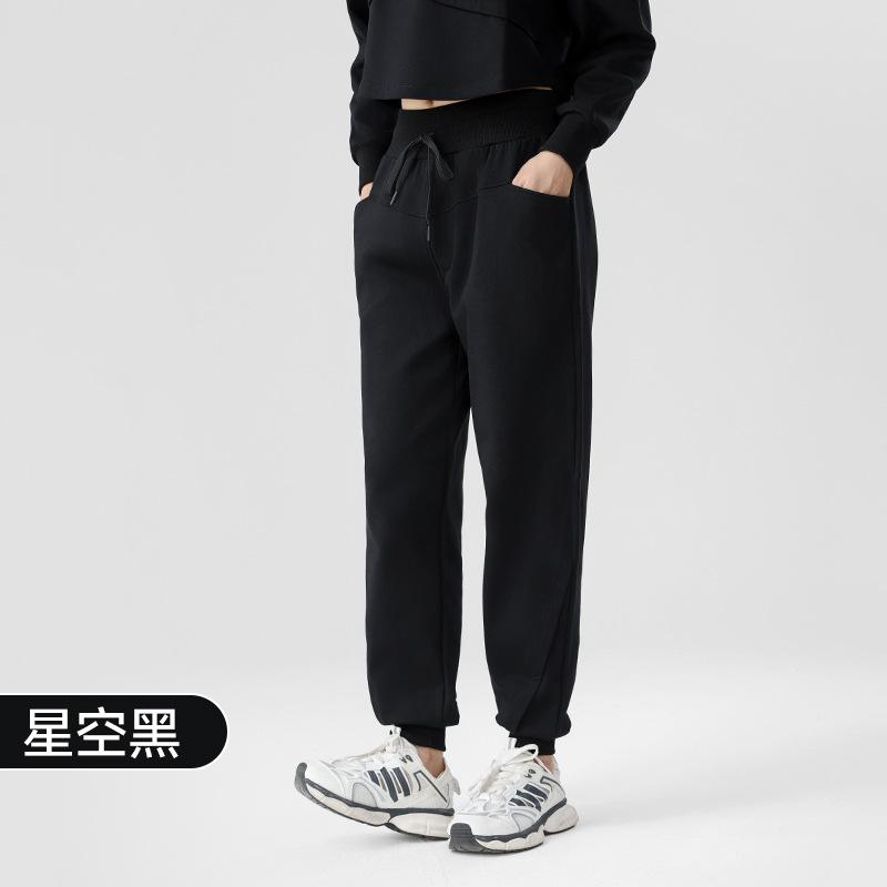 

Спортивные штаны свободные и утепленные женские брюки для бега, тренировок и фитнеса из смесового хлопка, тонкие, универсальные, с завязками на щиколотках, повседневные спортивные штаны L