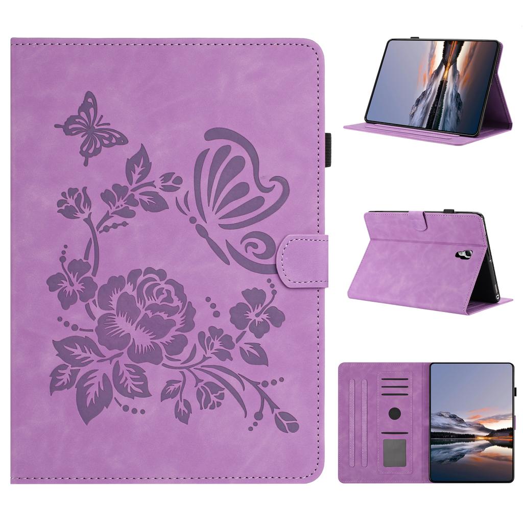 For Samsung Galaxy Tab A 10.5 (2018) Case Card Holder Stand Butterfly Floral Imprinted Leather Tablet Cover