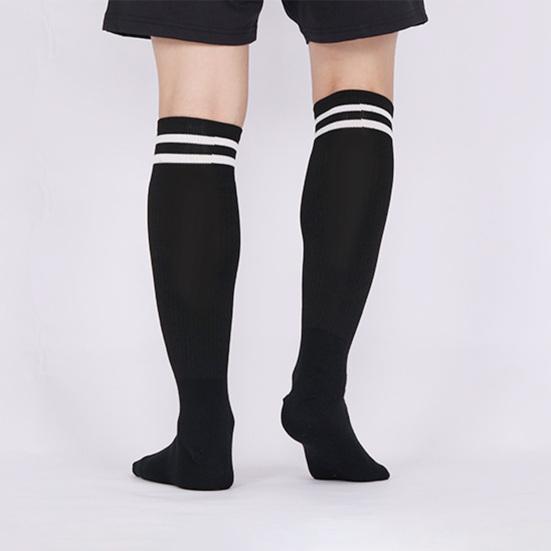 1 Paar Kniehohe Gestreifte Fußballsocken Rutschfest Feuchtigkeitsableitend Stretch Kinder Jugend