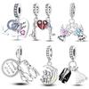 Fit Panoriginal Braceletscopper Valentine'S Day Couple Love Flower Charm Beads Diy Jewelry Souvenir Gift