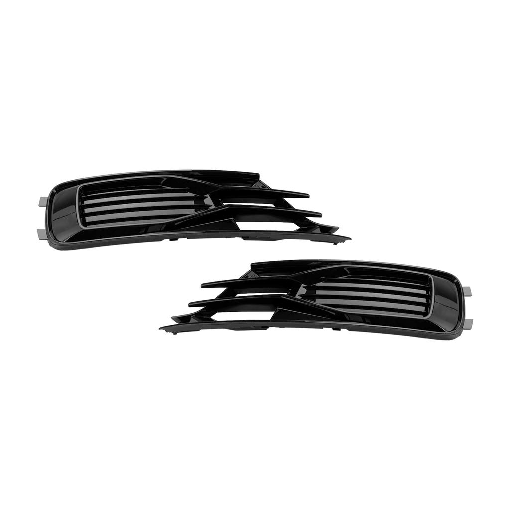 2PCS Front Bumper Foglight Cover Grill Grille Fit A6 C7 2014-2018 Black