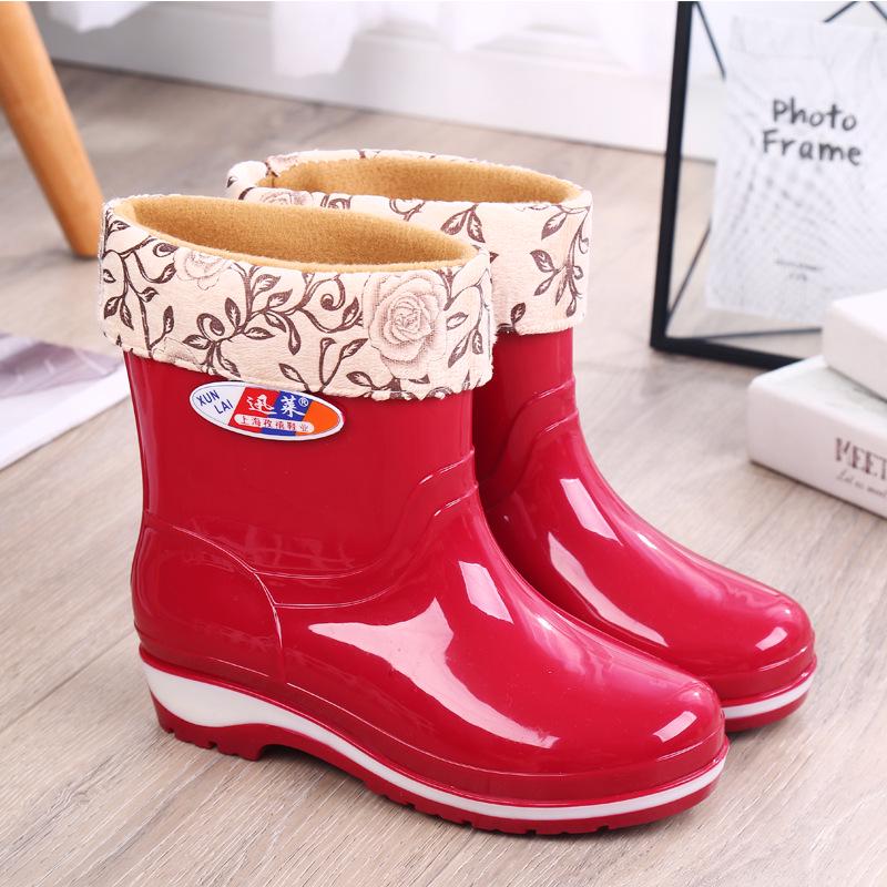 

Женские нескользящие короткие резиновые сапоги - модные, теплые, с низким вырезом, резина с бархатом, цельный дизайн 41