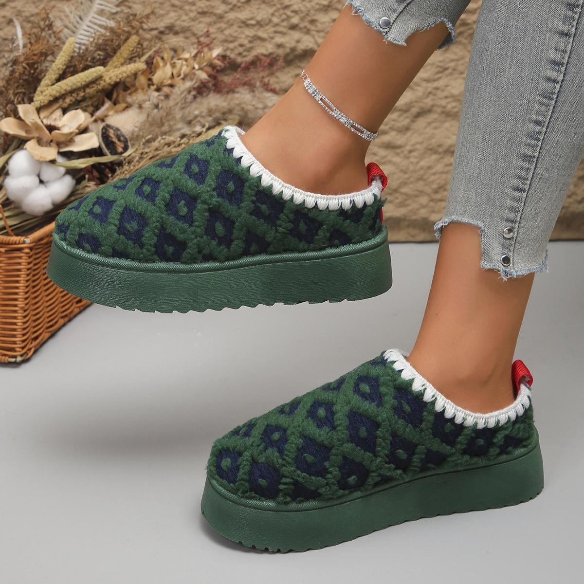 

Женские тапочки 2024 года, новые зимние короткие плюшевые туфли на плоской подошве, зимние сапоги, теплые туфли на толстой подошве, женские тапочки большого размера из утолщенного пуха 36 темно-зеленого