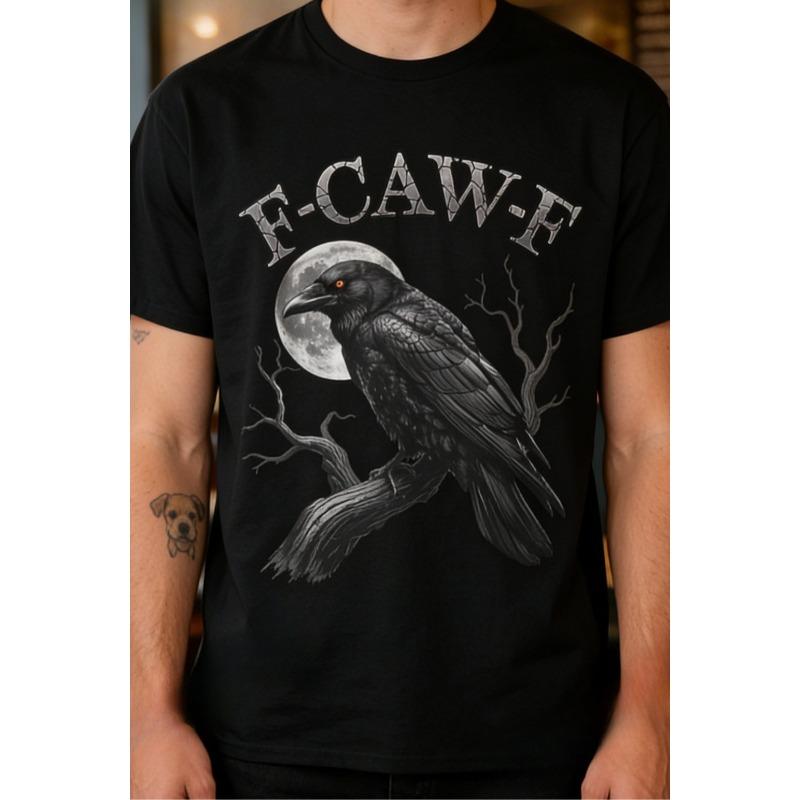 

Европейские размеры Черная Ворона, Футболка F-Caw-F | Готическая Футболка Луна Ворона, Мужские футболки 100% с круглым вырезом, Классический крой для повседневной носки, Различные размеры S чёрный