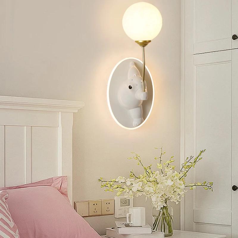 Cartoon Children's Room LED Wall Lamps Creative White Bear Light Warm Cute Baby Room Nursery Boy Girl Bedroom Bedside Wall Light