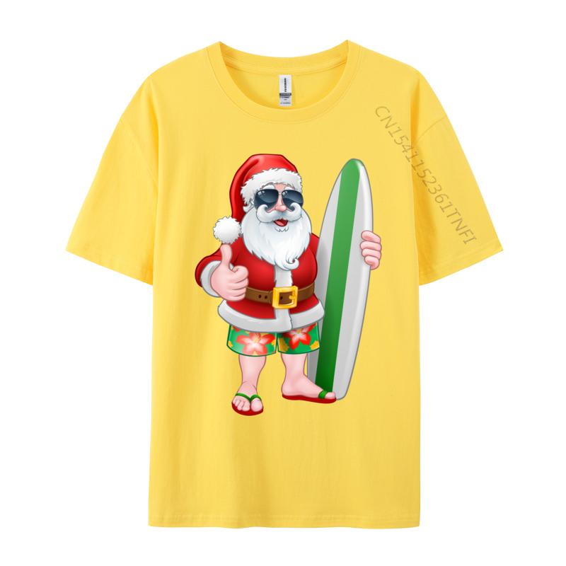 Cool Santa Surfboard Shades Cartoon Comfortable T Shirt Company Cool Cotton Fabric Men T Shirt Hip Hop Tee Shirts Wholesale