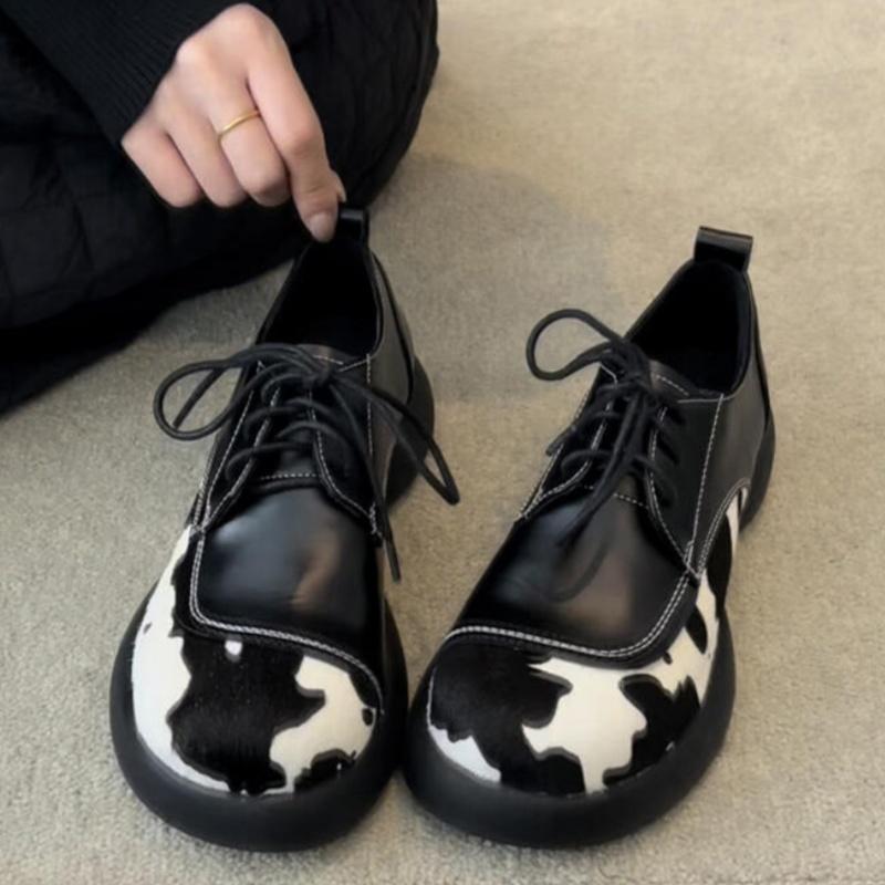 Women's Soft Sole British Style Flats Fashion Casual Loafers Comfortable Rubber Bottom Non-slip Shoes