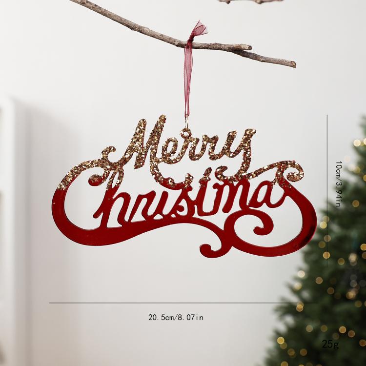 Burgundy Clear Acrylic Christmas Tree Ornament Wine Red & Gold Glitter Hanging Pendant