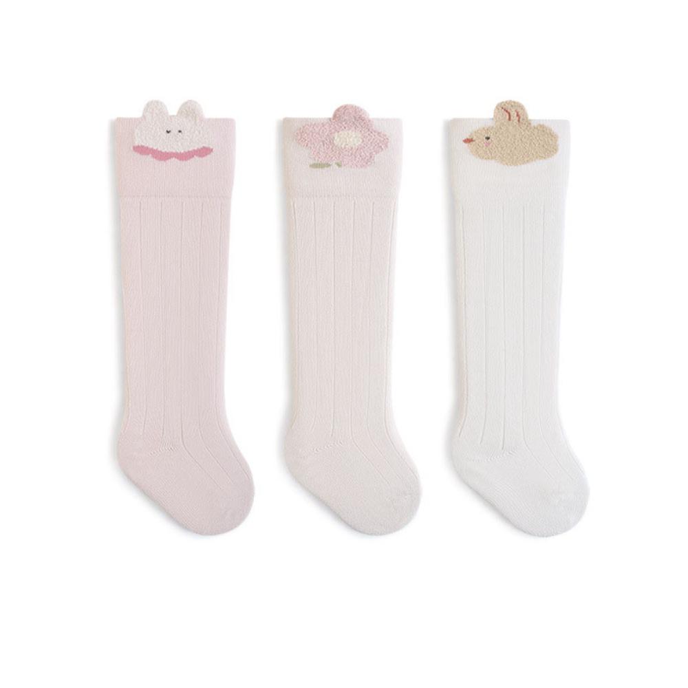 3Pairs Long Tube Infant Cotton Stockings Cotton Cartoon Above Knee Socks Calf Socks Baby  Girls