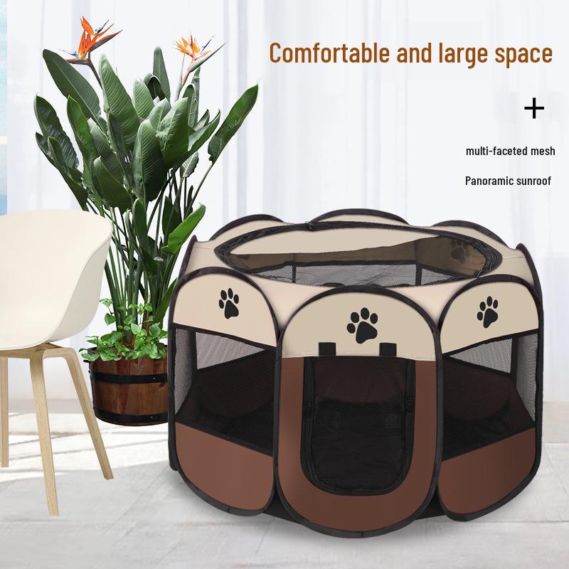 Octagonal Foldable Scratch-Resistant Pet Fence and Tent for Dogs and Cats