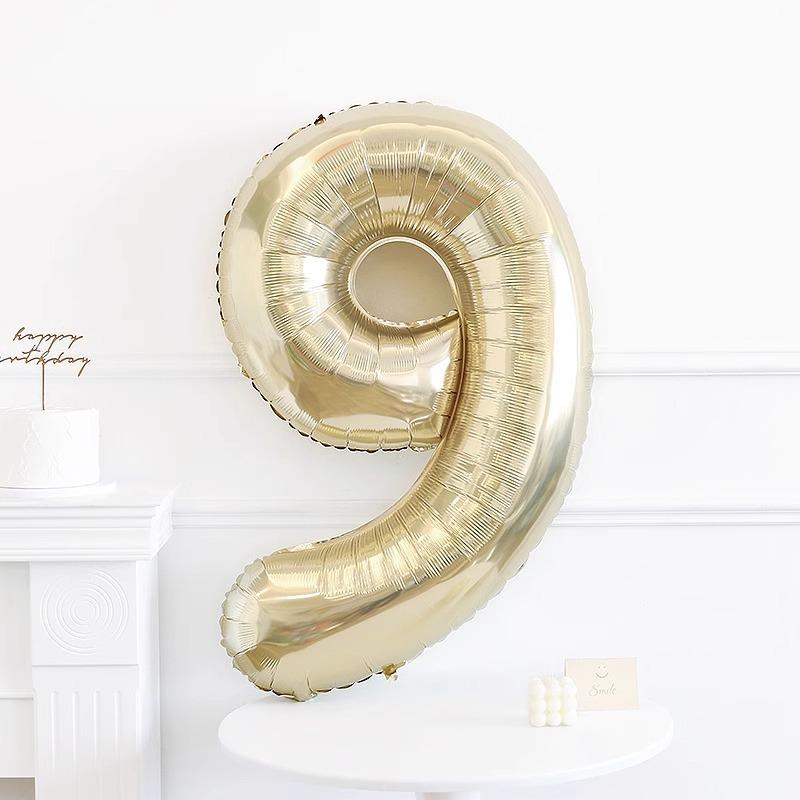 

40-Inch Platinum Digital Balloon Props Girl Baby Year-Old Ceremony Sense Photo Background Arrangement 40 inch Platinum Digital 9