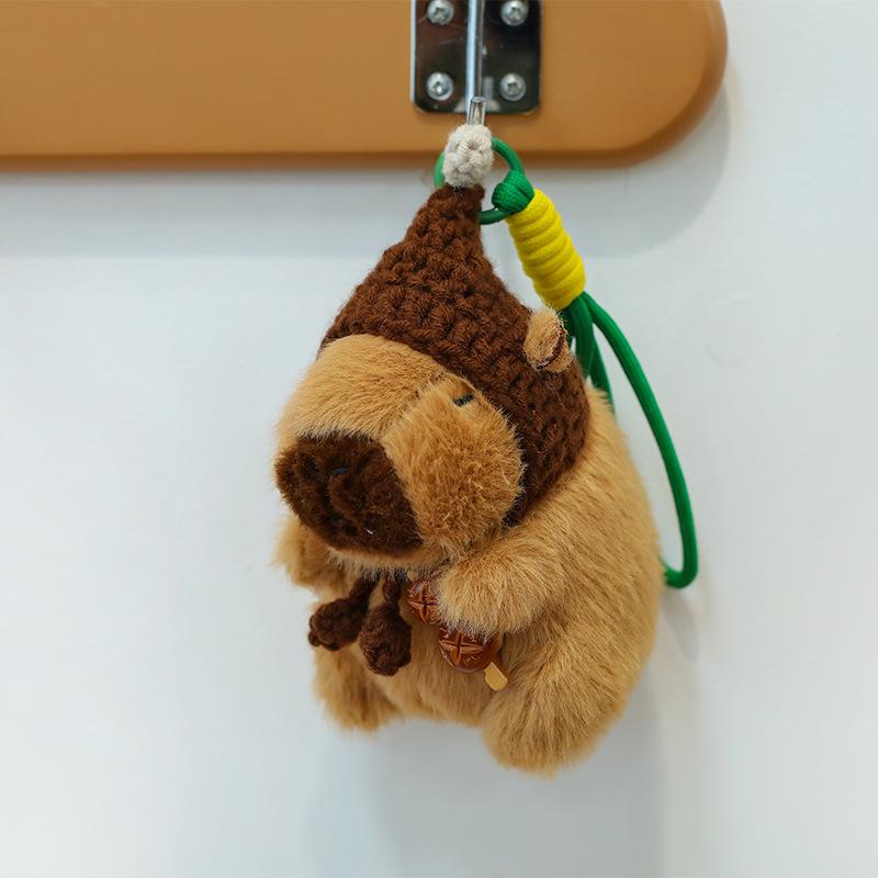 Capybara Plush Doll Keychain – Adorable Knitted Street Stall Gift