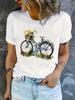 Tshirt Floral Bike Print Unisexs Casual Graphic Geometric Art Print Short Sleeve T Shirt Clothing Top Tee