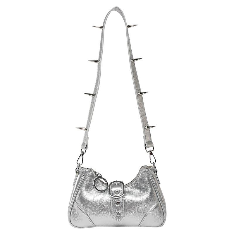 Trend Spice Girl Style Personality Long Rivet Underarm Bag Women's Niche Fashion Street Sweet Cool Shoulder Crossbody Bag