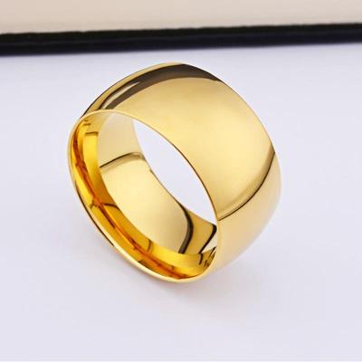 12mm No Fading Classic Engage Wedding Rings  Yellow Gold Plated Ring Stainless Steel Rings for Men and Women