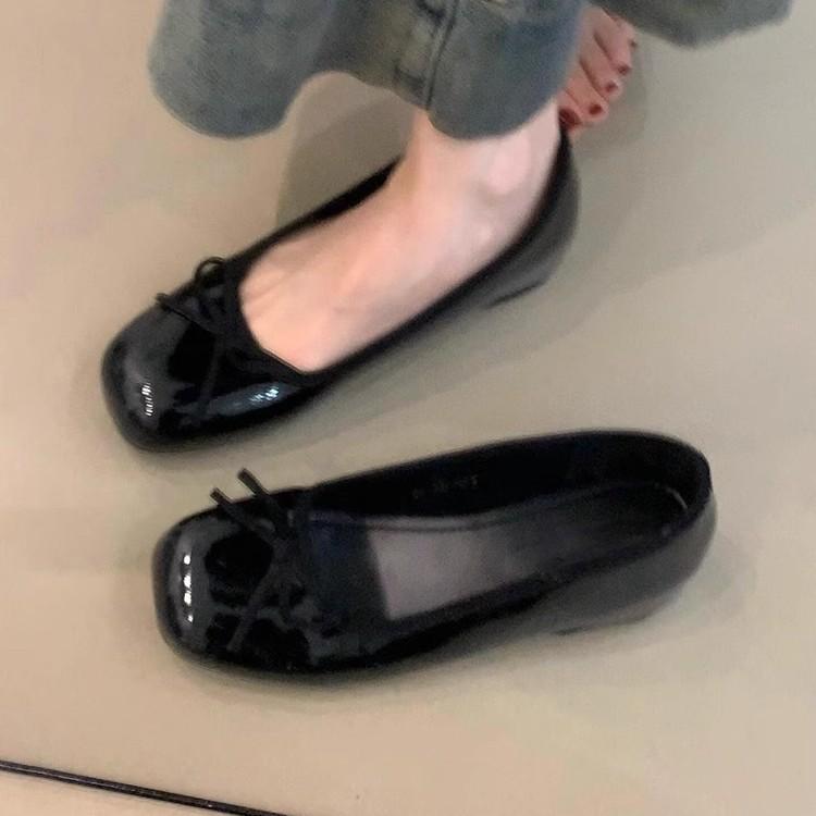 Spot Version~ Nude Flat-bottomed Evening Shoes, Women's Bows, One-pedal Inner Height-increasing Ballet Shoes, French Versatile Single Shoes