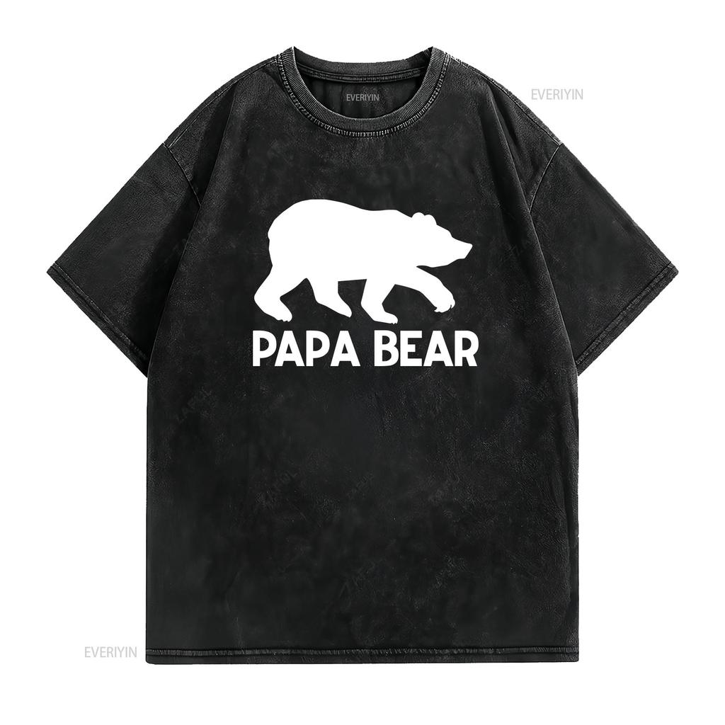 Mens Papa Bear T Shirt Funny Dad Grandpa Fathers Day to Be Cotton Item 1923 vintage Washed Soft streetwear graphic Stretched