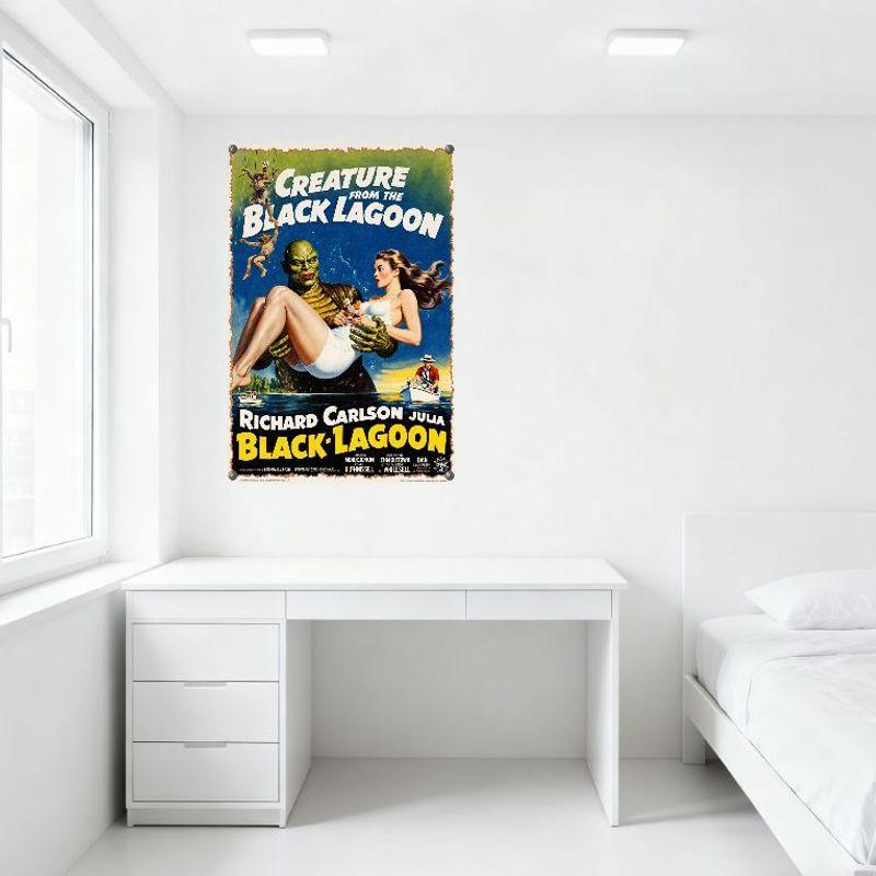 Vintage Creature from the Black Lagoon Metal Tin Sign 1950s Horror Movie Poster Wall Decor for Home Bar Man Cave