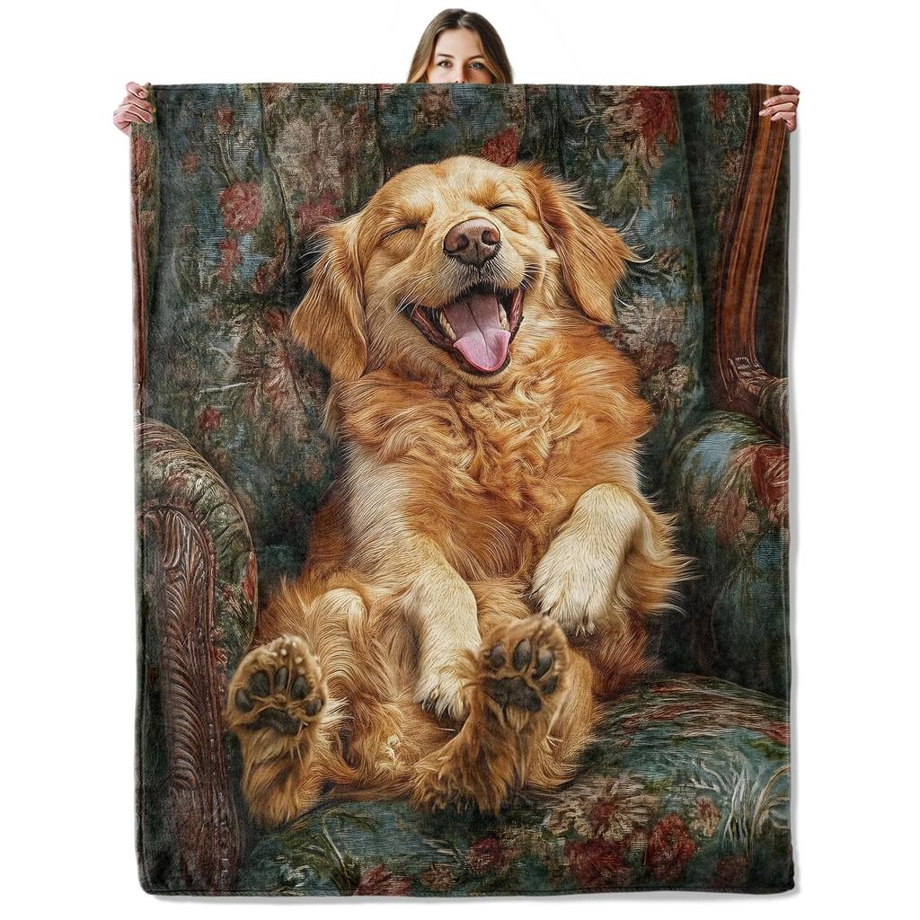 Golden Retriever Blanket Soft Lightweight Flannel Fleece Throw Blanket for Couch Bed Sofa Travel Gift for Women Girls Pet Lovers