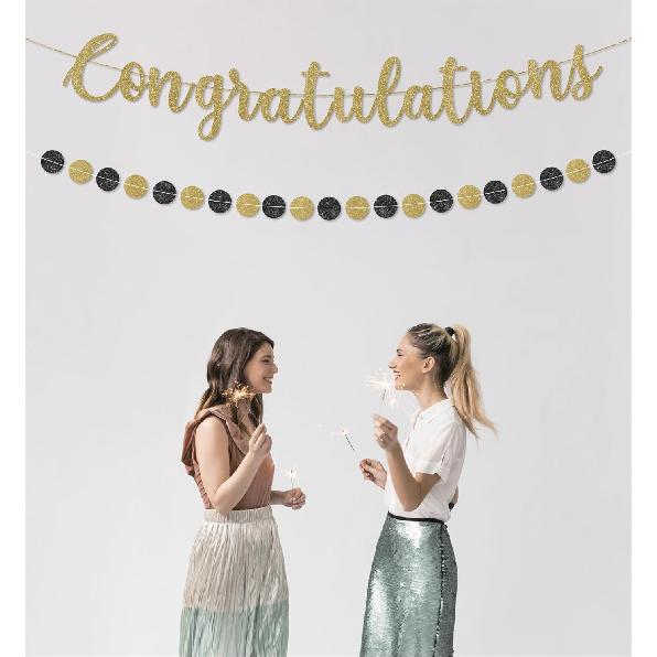 Pre-Strung Congratulations Banner for Graduation Decorations - Congratulations Decorations - Congrats Banner for Graduation, Wedding, Retirement