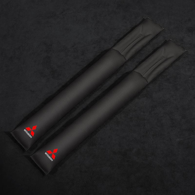 cyjwpa1 2Pcs Leather Car Seat Gap Filler Seat Gap Leak Proof Filling Plug Strip Emblems For Mitsubishi Outlander Lancer ASX Mirage