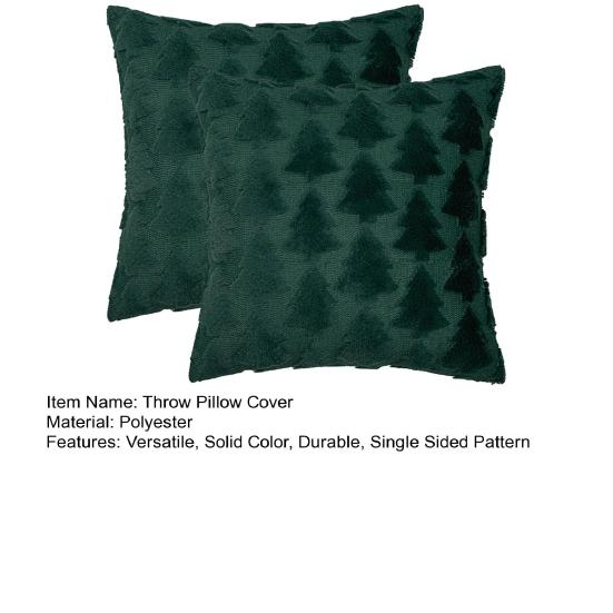 2Pcs Throw Pillow Cover Easy To Clean Christmas Plush Pillow Case Xmas Tree Pattern Pillowcase for Room Festive Decor