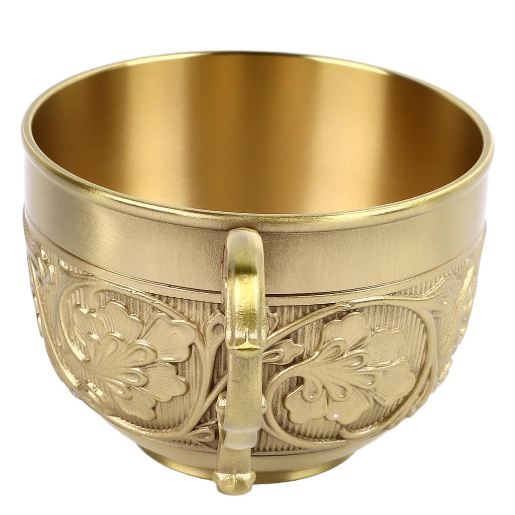 Brass Tea Cup Exquisite Embossed Patterns Retro European Small Coffee Cup for Home Parties