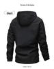 Men's Outdoor Windbreaker Jacket - Fleece Lined Hooded Coat for Autumn/Winter, Solid Color