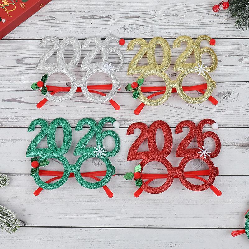 2026 Digital Funny Christmas Glasses Frame for New Year Eve Party Decoration Supplies Creative Photo Booth Prop Kids Gift Favors