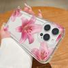 For iPhone 17 16 15 14 13 12 11 Pro Max Case Pink Lily Flower Design Clear Cover For iPhone 13 Mini XS XR X 7 8 Plus 16E Fundas