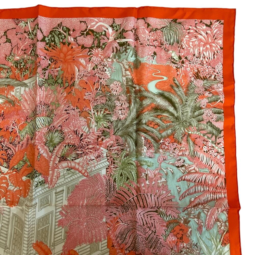 HERMES FAVBOVRG TROPICAL FAVBOVRG TROPICAL Faubourg Tropical silk Calle 90 scarf Orange silk Women Used