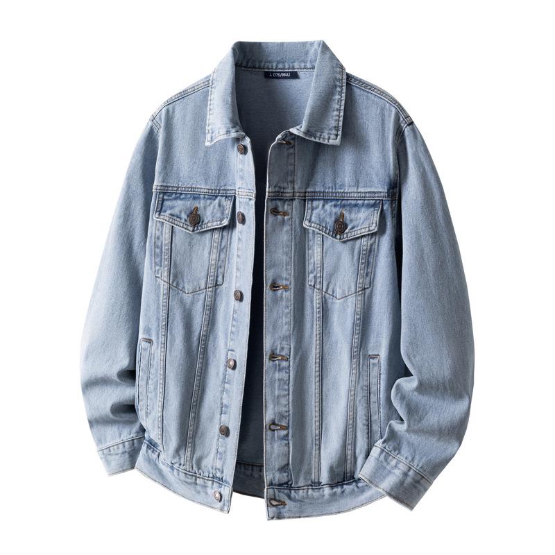 Heren Retro Werkkleding Denim Jas - Hoge Kwaliteit, Lente/Herfst, Revers Ontwerp
