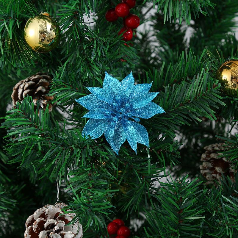 Exquisite Christmas Flowers, Solid Scallion Powder Gold, Silver and Red Flower, Christmas Tree Ornaments, Christmas Wreaths, Rattan, Christmas Decorat